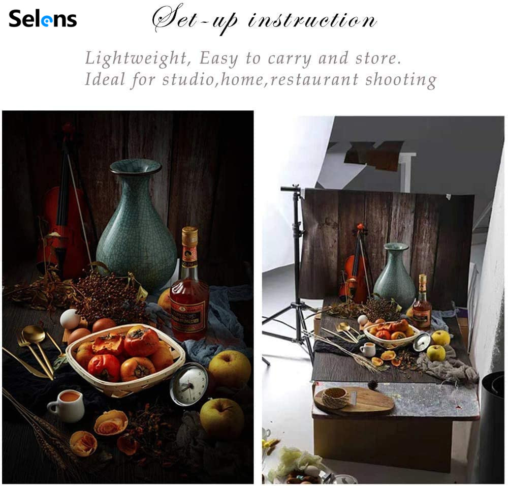 Selens 40x88cm 2 in 1 Background Retro Old Style Concrete Cement Wall Texture Flat Lay Table Top Photography Double Sided Backgrounds for Gourmet Bloggers Cosmetics Online Shops Product Photography