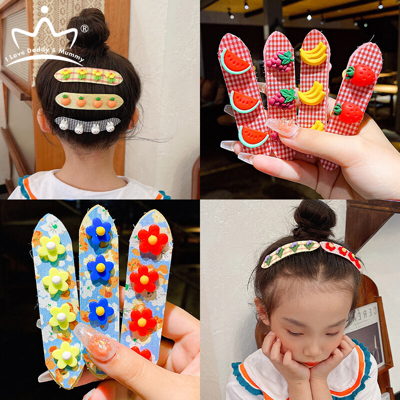 3 Cái Kẹp Tóc Hoạt Hình Dễ Thương Cho Trẻ Em Bé Gái Băng Keo Dán Tóc Mái Phụ Kiện Tóc Hoa Quả Cho Trẻ Em