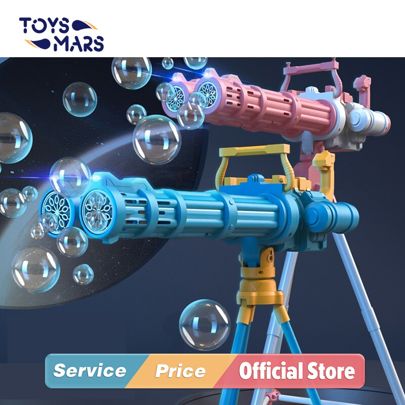 Toysmars máy tạo bong bóng gatling ống đôi đồ chơi bong bóng thổi ngoài trời đồ chơi bắn bong bóng nước tự động đồ chơi bong bóng cho trẻ em
