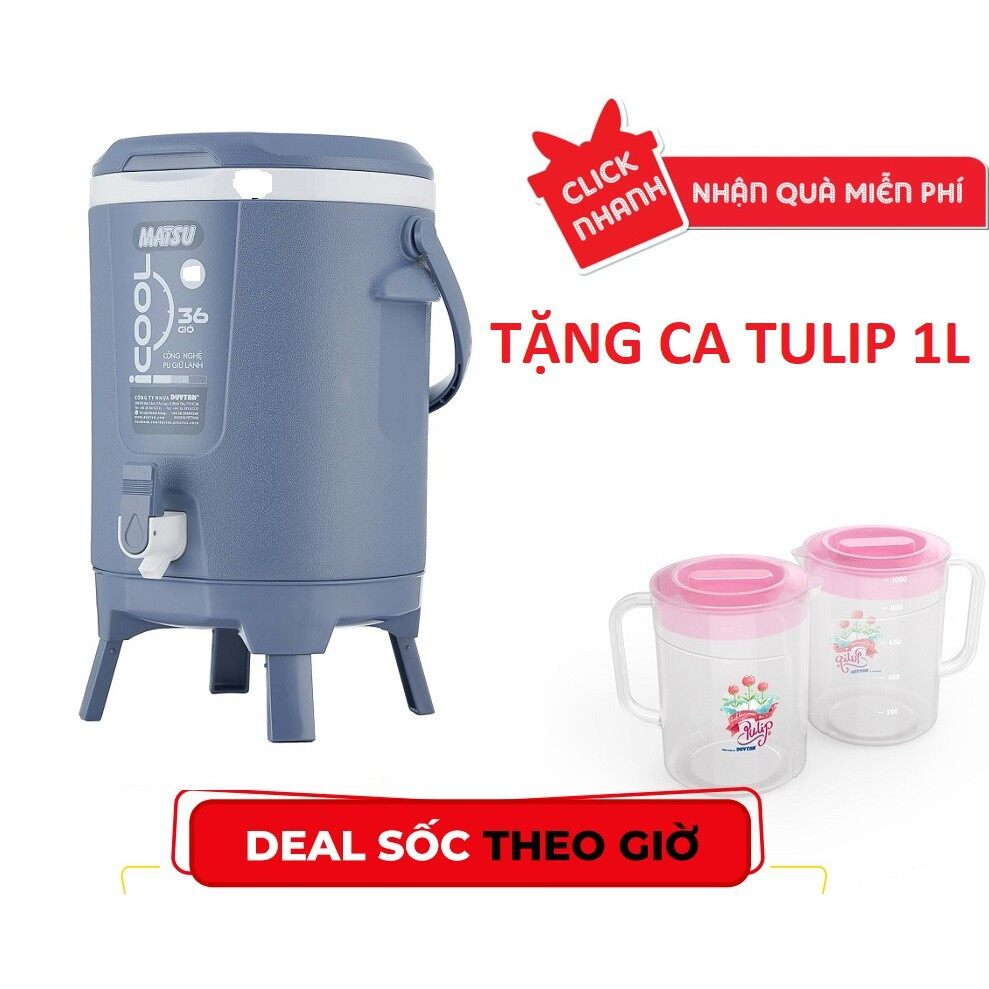 Bình đá duy tân icool màu nhũ 10 lít no.851-tặng 1 ca tulip 1l