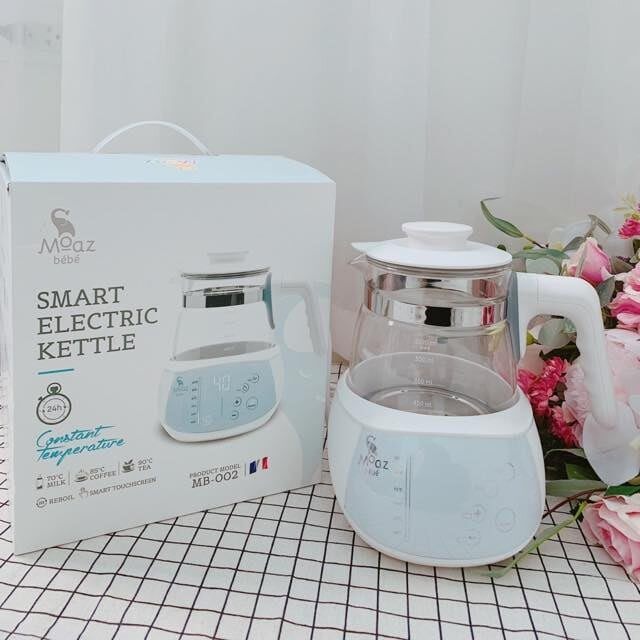Bình đun nước pha sữa moaz bebe mb002- bình đun nước sôi siêu tốc thủy tinh giữ nhiệt tiện lợi an toàn.