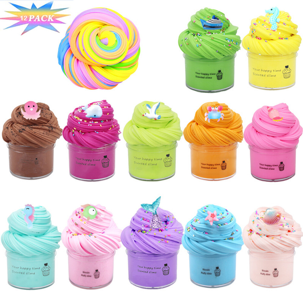 12 Món Đồ Chơi Plasticine Bộ Đất Sét Màu Tự Làm Bộ Bùn Màu Thủ Công Bóp Đồ Chơi Plasticine Siêu Mềm Không Dính