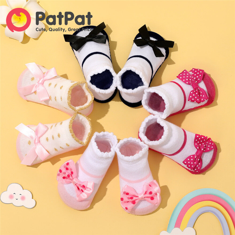 PatPat 2-pack Baby Girl Bowknot Decor Socks Set for 0-24 Months