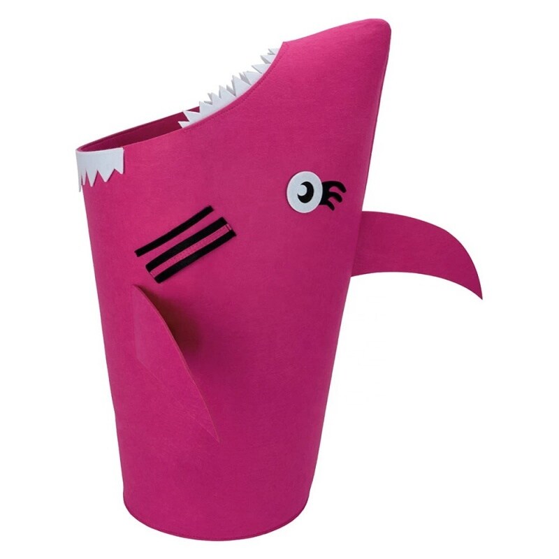 【NEW TOOT】✒♀ Rose Red Felt Material Large Folding Shark Laundry Basket with Handles for Nursery Toy Storage ราคา  2,729 บาท*ส่งฟรี