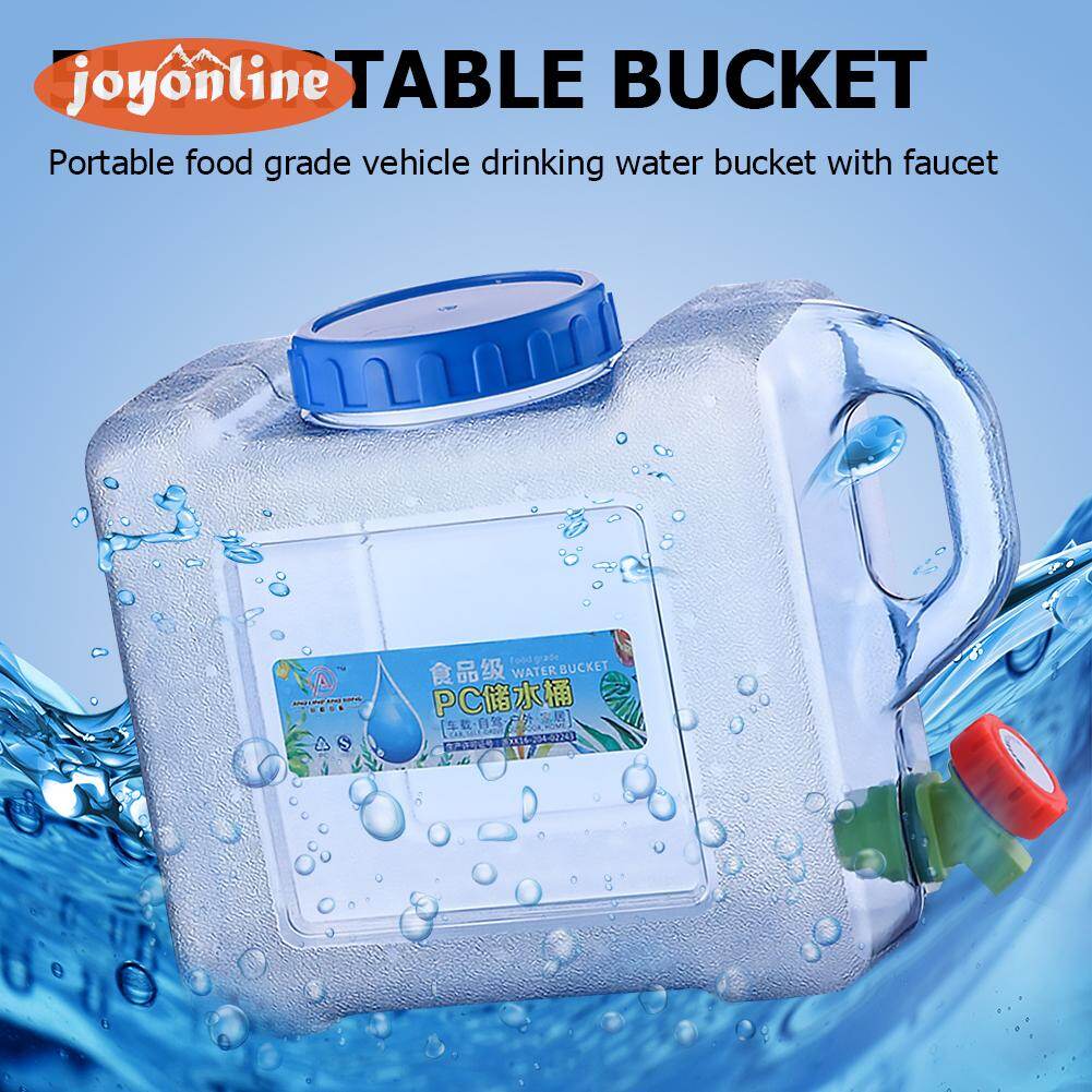 Xô Nước Ngoài Trời Dung Tích 5L Có Vòi Bình Chứa Nước Tinh Khiết Cầm Tay Cho Xe