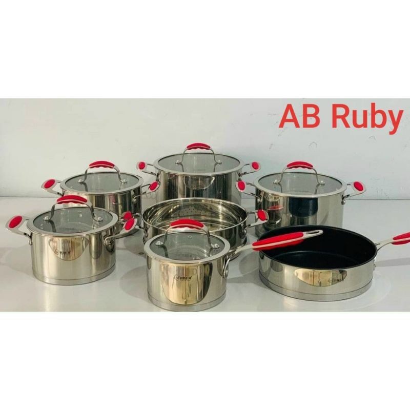 Bộ nồi từ cao cấp arber ruby 7 món inox 304