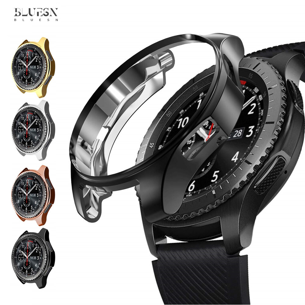 Trường hợp đối với Samsung Galaxy xem 46mm/42mm Dây đeo TPU mạ miếng bảo vệ màn hình bìa Bumper S 3 42/46mm bánh S3 dây đeo Frontier