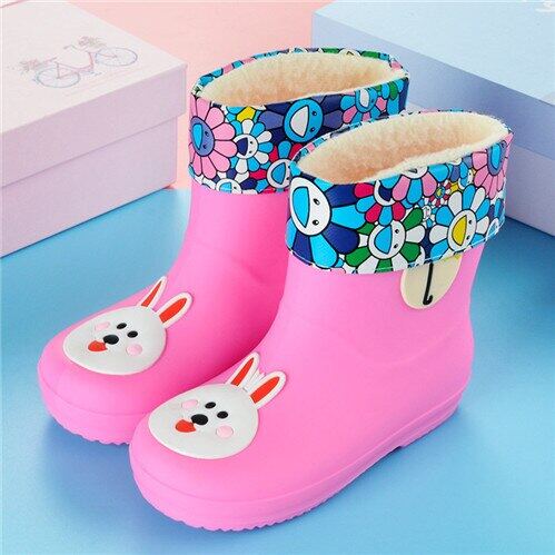 รองเท้าบูทกันฝนเด็กแฟชั่นลายการ์ตูนสัตว์ PVC Ruer Rainboots สำหรับเด็กทารกชายหญิงรองเท้ากันน้ำ LM065