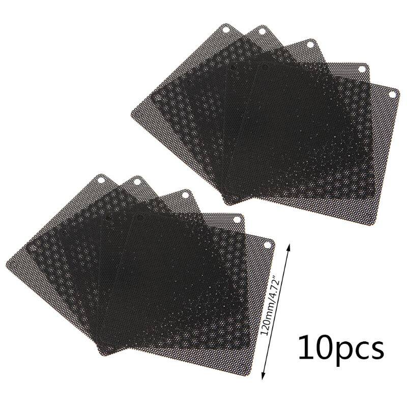 10 cái quạt pvc 120mm, bộ lọc bụi ốp chống bụi pc vỏ lưới máy tính cắt được, màu đen