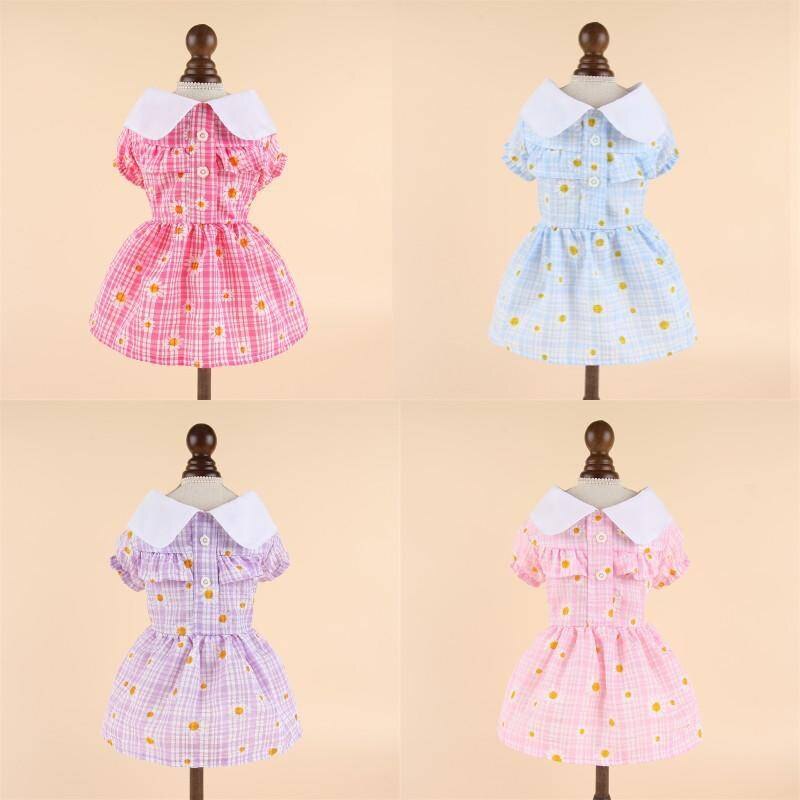 Váy cho chó váy cho mèo cái váy hoa có cổ cho chó con quần áo thú cưng cho shih tzu s-xl