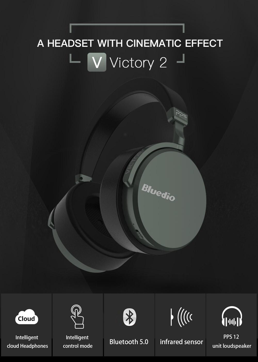 Bluedio V2 Smart Bluetooth Wireless Headsets Bass Gaming Noise Reduction Headphones- Black