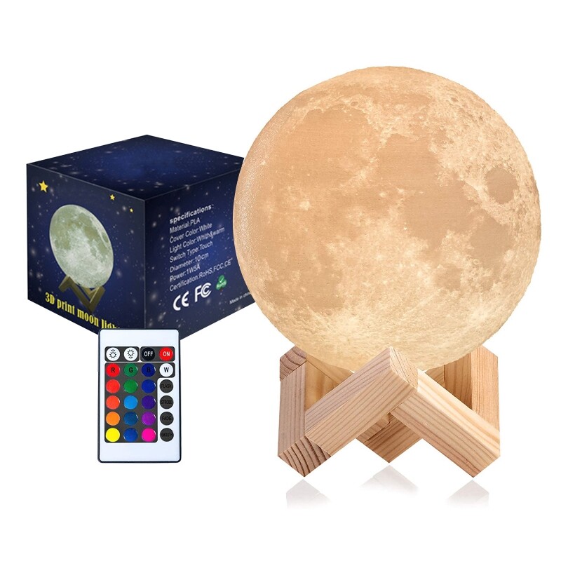 Đèn mặt trăng đèn led mặt trăng in 3d đèn mặt trăng cho trẻ em, đèn độ sáng điều khiển cảm ứng có thể điều chỉnh độ sáng để trang trí nhà cửa