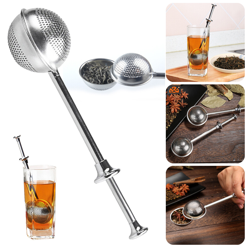 Dụng cụ pha trà dạng ống lồng có tay cầm dài dụng cụ pha trà bằng thép không gỉ dụng cụ lọc lá gia vị thảo mộc phụ kiện dụng cụ pha trà