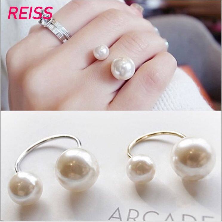 Hàn quốc nhẫn có thể điều chỉnh nhẫn mở ngọc trai giả nhẫn đeo ngón tay cho phụ nữ