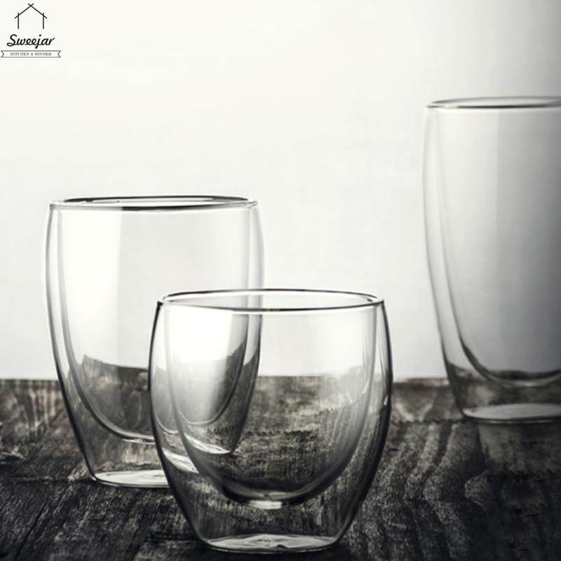 Sweejar Đôi tường Đôi Borosilicate Glass cup Hộ Gia Đình chịu nhiệt cup Thủy Tinh drinkware Đối với trang chủ bữa ăn tối 1PC