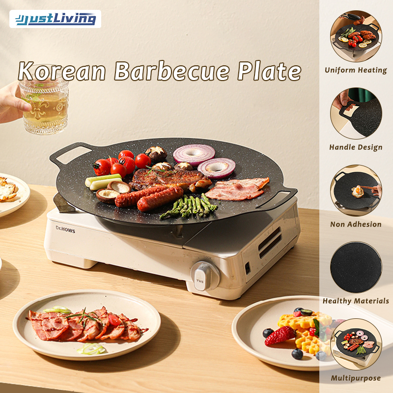 Korean Style grill PAN 30cm/34/41cm Gas Cast Iron BBQ Grill PLATE BBQ hot plate Maifan Stone Baking Pan Plate Non-Stick Frying Pan Outdoor Card Oven Iron Plate BBQ Smokeless Grill Pan Suitable All Stove ราคา 520 บาท*ส่งฟรี