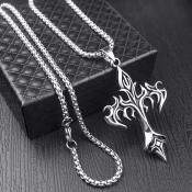 BAC Retro Flame Cross Titanium Steel Necklace for Women