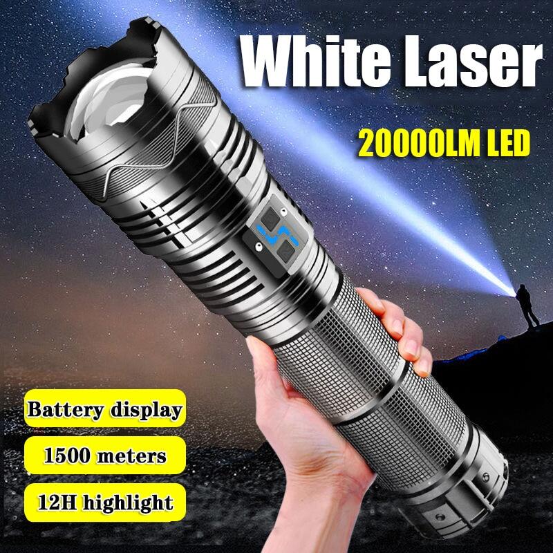Đèn rọi đèn pin Led siêu sáng mạnh mẽ Đèn Pin tầm xa đèn Pin đèn pin sạc được Đèn pin cầm tay nhẹ hiển thị điện đèn làm việc mạnh 100000 Lumens Đèn pin có thể phóng to được