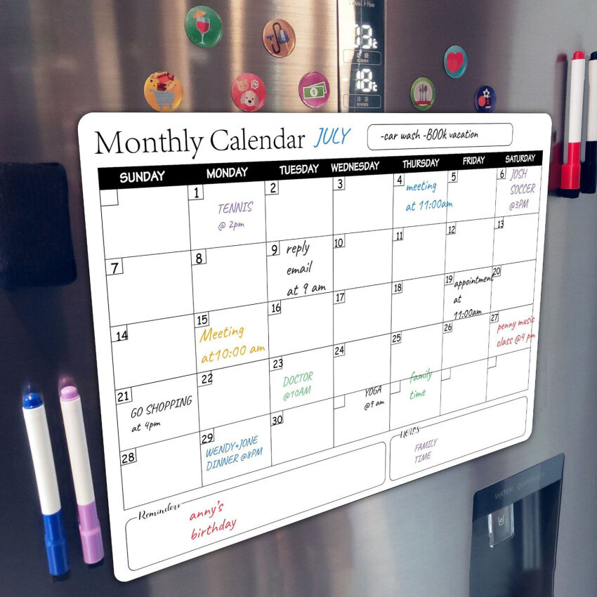 Colorful Desk & Wall & Fridge Calendar/Planner Tremax Magnetic Fridge Calendar 2 Pack Planner Kit for Fridge,Monthly Calendar and Weekly Calendar with Markers,16.5 X 11.8 