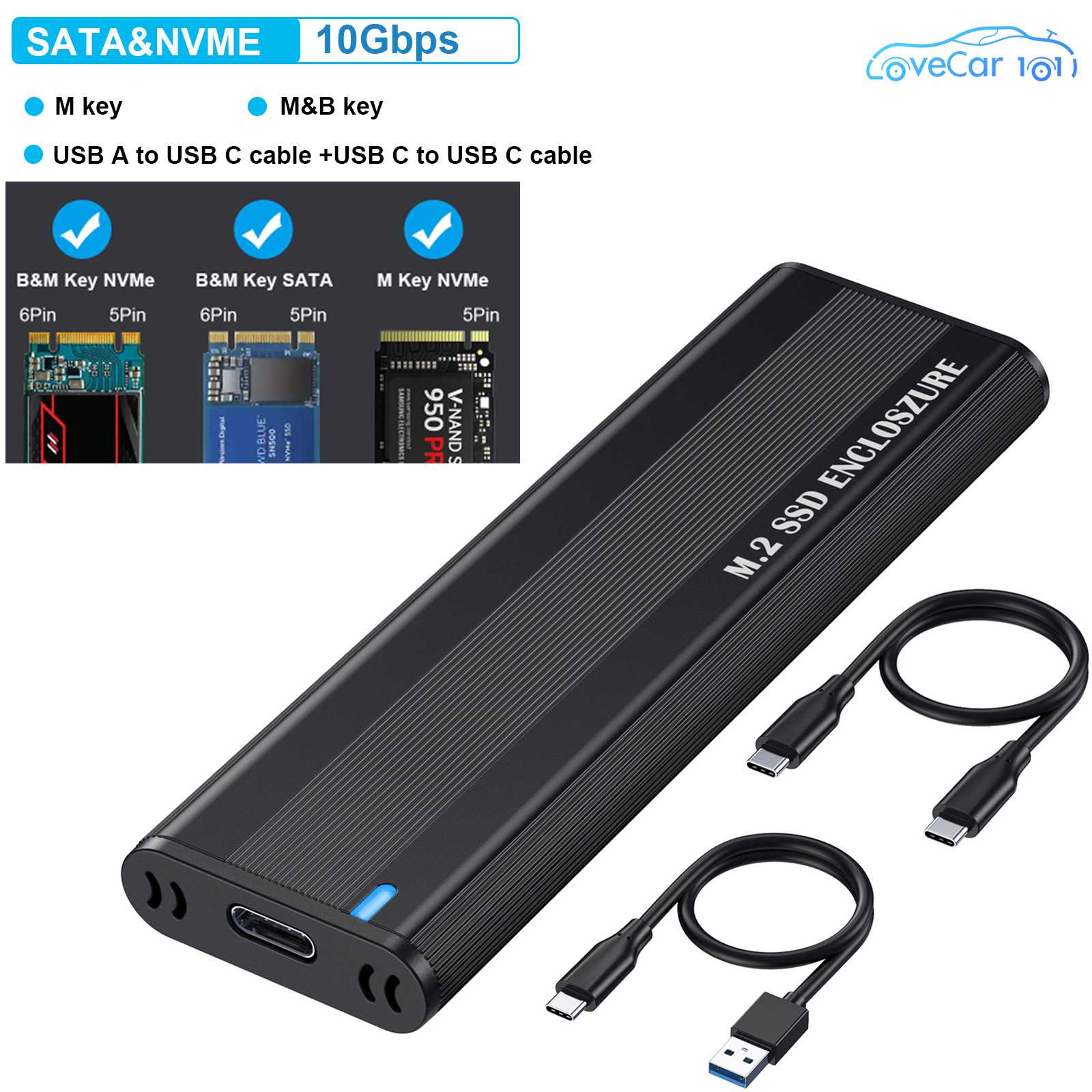 Solid-State Drive Enclosure 10Gbps M.2 NVMe External Box Case Tool Free for Hard Drive Accessories ราคา 211 บาท*ส่งฟรี