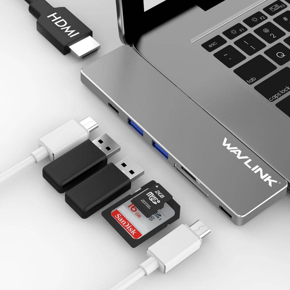 USB-C Hợp đầu Phát, nhôm cổng USB-C Mini cho 2016/2017 MacBook Pro 13 ”và 15”, nhanh nhất 40 Gb/giây, 4 K HDMI, Vượt Qua-Thông Qua Sạc, thẻ nhớ, Thẻ SD và 2 Cổng USB 3.0