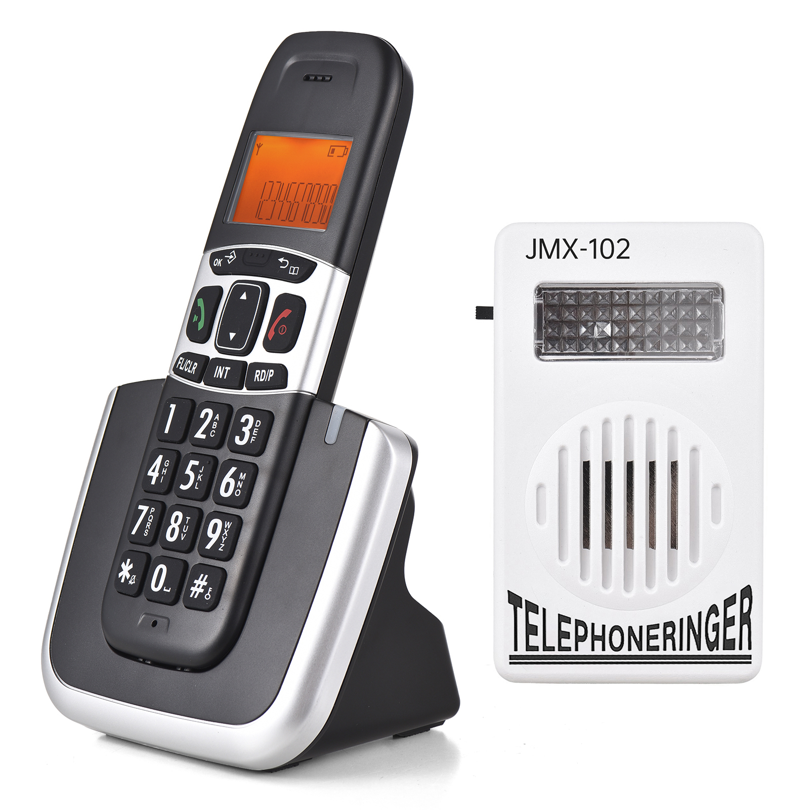 【Hot/COD】KKmoon Expandable Cordless Phone System with Ringer Amplifier 3 Lines Display Support 5 Handsets Connection Call Block Hands-free Calls Intercom Conference Call Mute Function 16 Languages for Office Business Home Family ราคา 1,029 บาท*ส่งฟรี