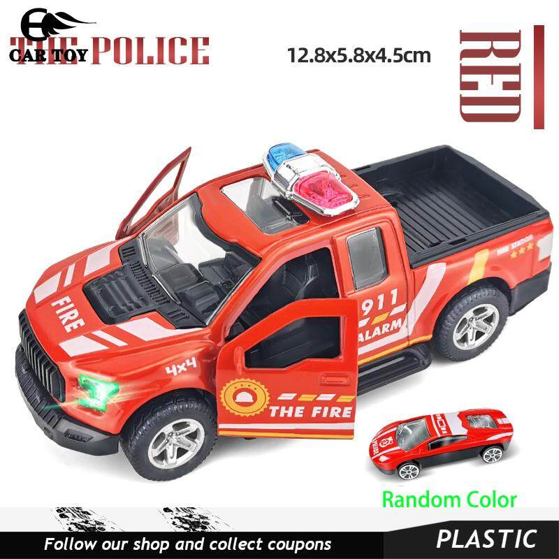 Car Toys 1pcs 1 38 Alloy Diecast Fire Police Pickup Truck Simulation Sound