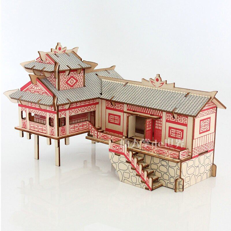 Đồ Chơi Lắp Ghép Mô Hình Xây Dựng Nhà Để Chân Treo Tự Làm Đồ Chơi Ghép Hình Cho Trẻ Em Quà Tặng Nhà Sàn Tàu Gỗ 3D