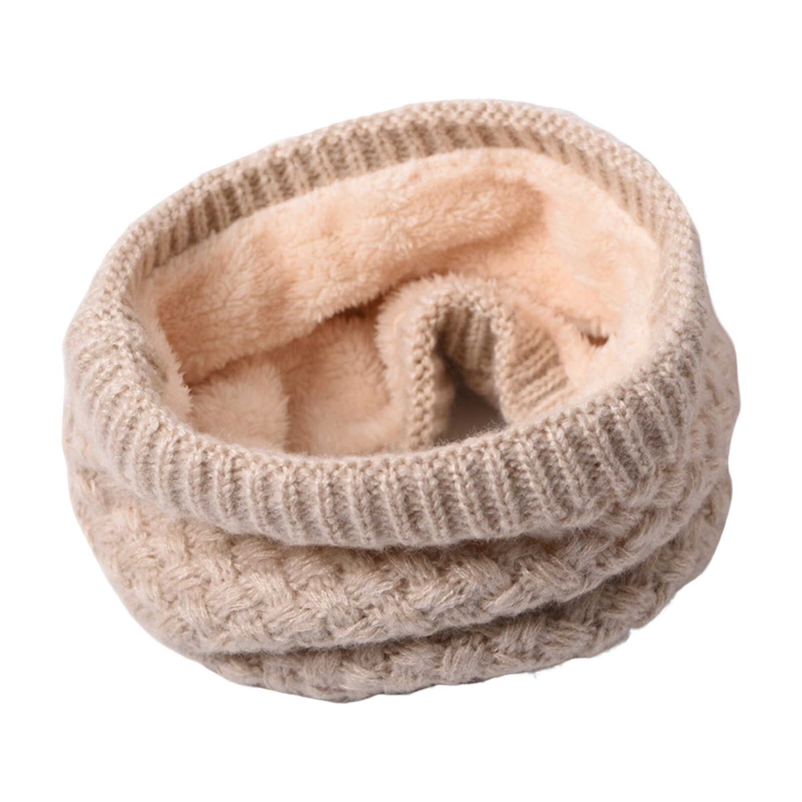 Neck Warmer Knitted Cozy Plush Lining Stretchy Thickened Keep Warm Solid