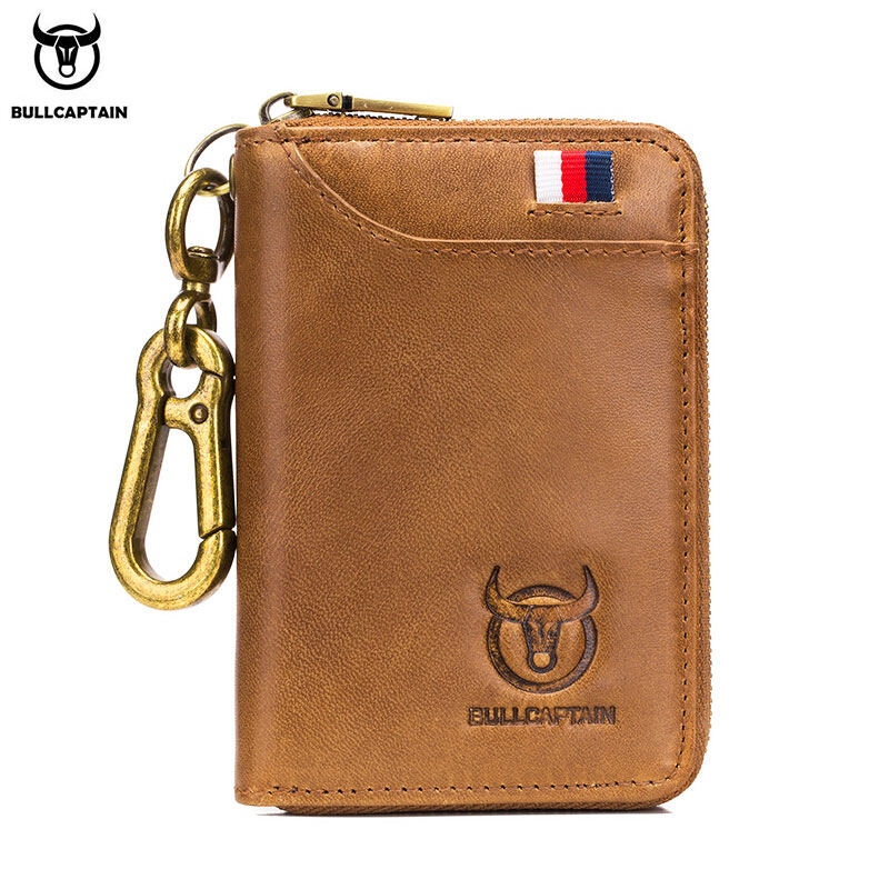 Hộp Đựng Chìa Khóa Da BULLCAPTAIN Cho Nam, Hộp Đựng Tiền Xu Ví Đựng Tiền Xu Chống Trộm