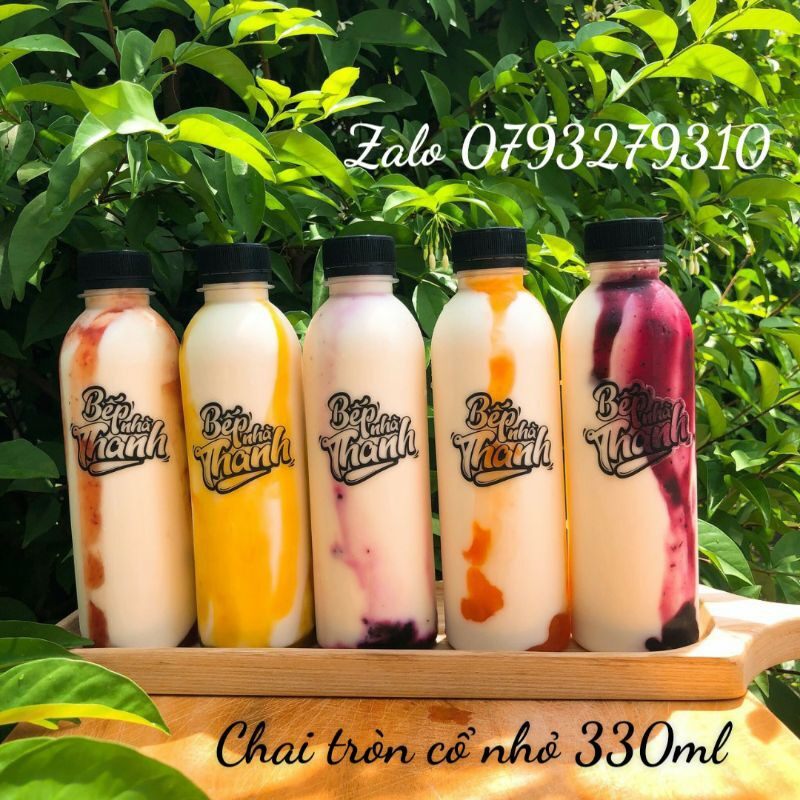 50 chai nhựa pet 330ml dáng tròn kèm tem thank you ❤
