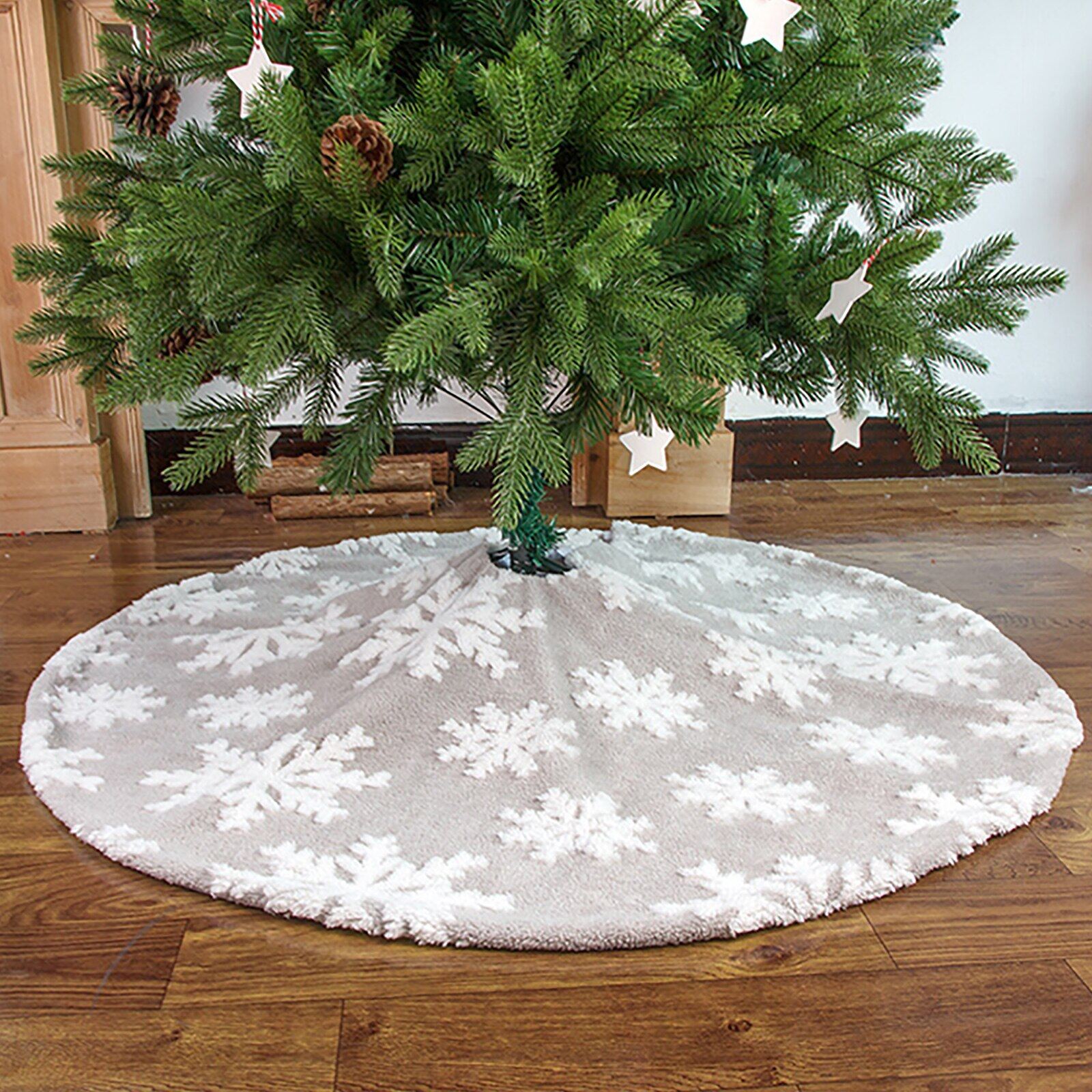 Váy cây thông noel thảm trải họa tiết bông tuyết thảm tròn nhung lông đồ trang trí nhà cửa năm mới quà tặng lễ hội
