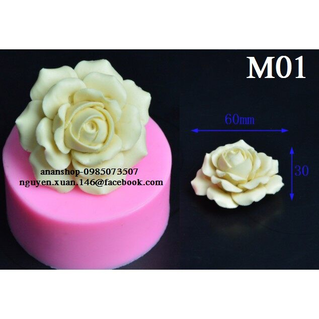 Khuôn silicon 4D hoa hồng M01