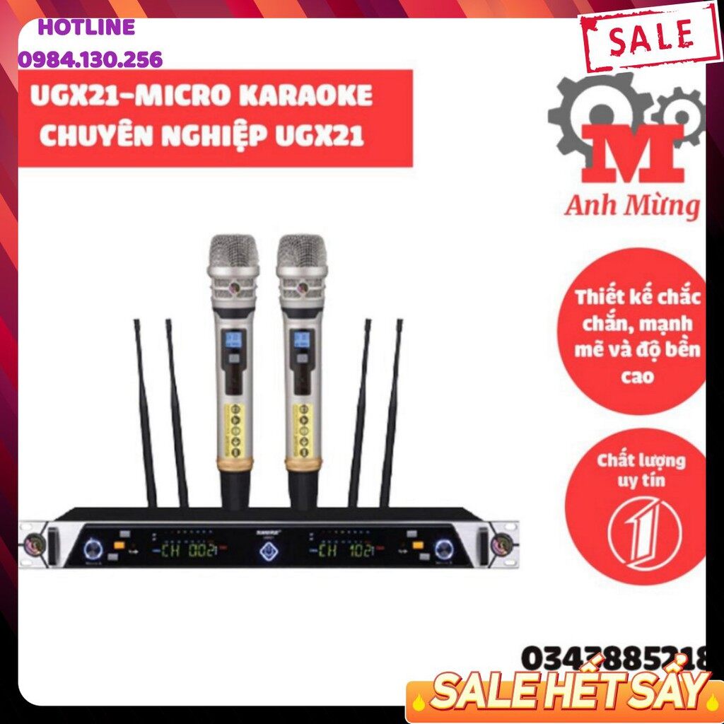 | sẵn hàng| Micro không dây Shure UGX21-micro karaoke chuyên nghiệp thết kế khoa học tính năng vượt trội