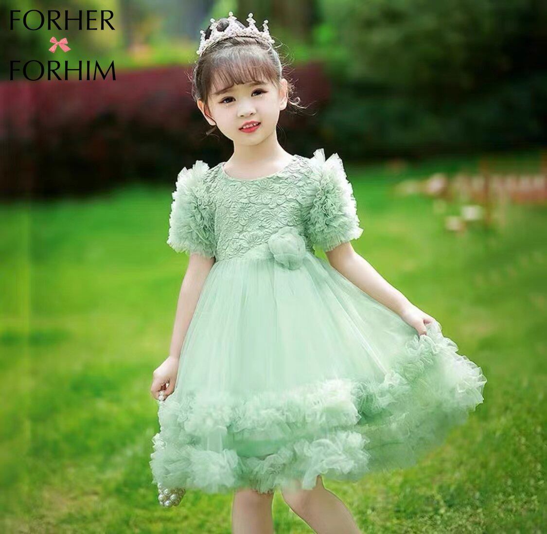 FORHER FORHIM Girls dress summer children princess skirt foreign style net red gauze skirt super fairy Pengpeng skirt little girl dress skirt FH3814 ราคา 490 บาท*ส่งฟรี