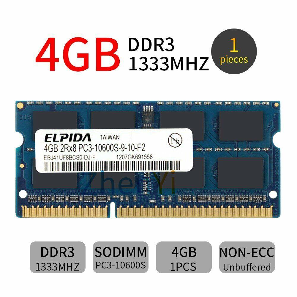 4GB PC3-10600S DDR3 1333MHz 204Pin SODIMM intel CPU Computer Memory For Elpida