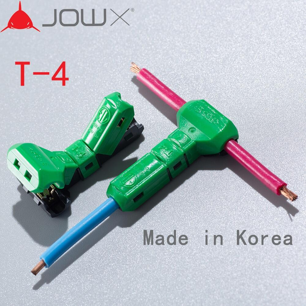 JOWX T-4 10 Cái Đầu Nối Dây Cáp Không Tước 14-13AWG 2.5Sqmm Đầu Nối Dây Mối Nối Nhanh Chữ T Thiết Bị Đầu Cuối Uốn Được Sản Xuất Tại Hàn Quốc