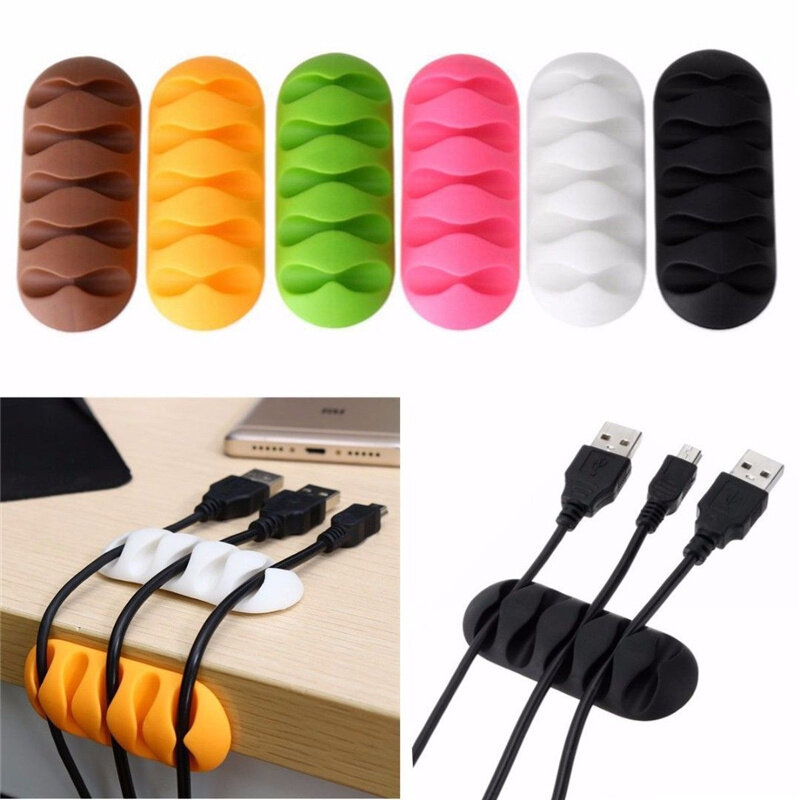 USB Cable Organizer Cable Winder Desktop Tidy Management Clips Cable