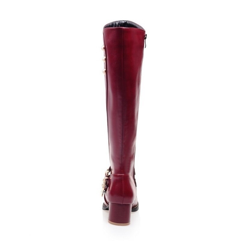 Botas Altas de Cuero Original para Mujer Color Chocolate Q34TL5294 main image 0