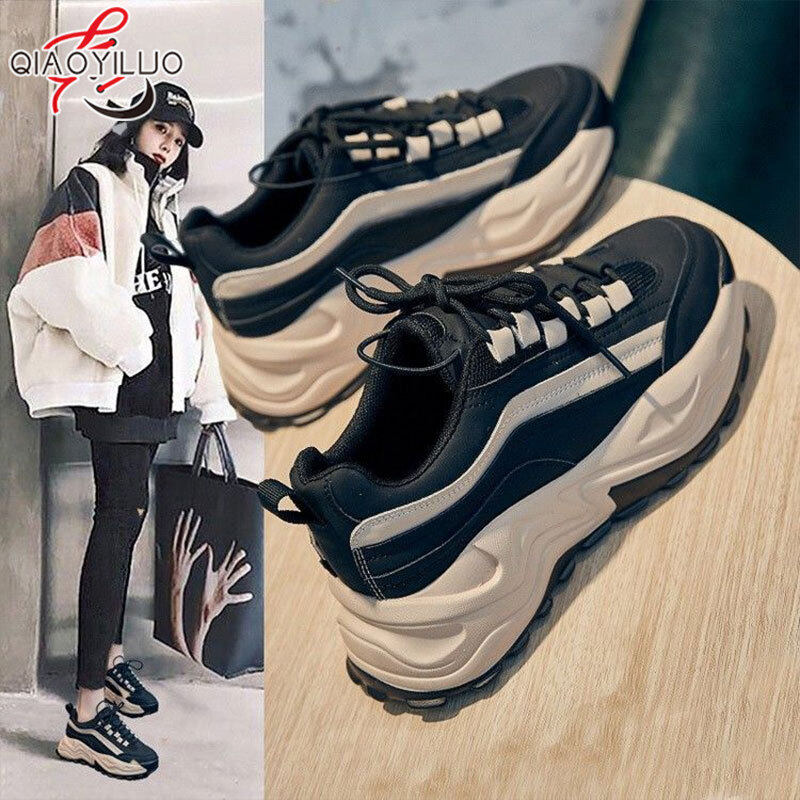QiaoYiLuo women's new ins casual platform student heightened casual sneakers trend women's shoes