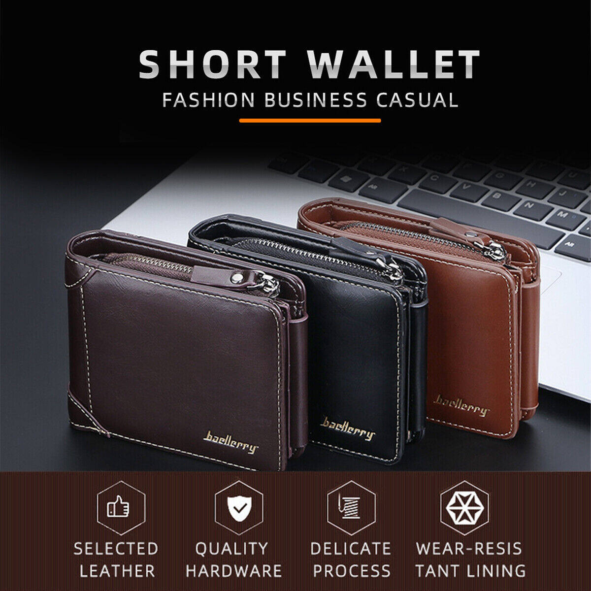 Ví ngắn người đàn ông của ví tiền Pouch đồng xu Ví Túi Đựng Thẻ Ví Da PU Ví đen thời trang walle