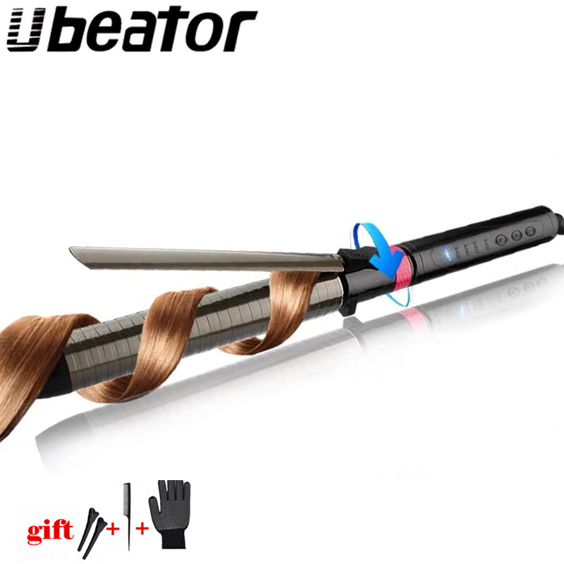 Máy Uốn Tóc Gốm Chuyên Nghiệp Gậy Uốn Xoăn Xoay Cây Uốn Xoăn LCD Dụng Cụ Tạo Kiểu Tóc 110-240V