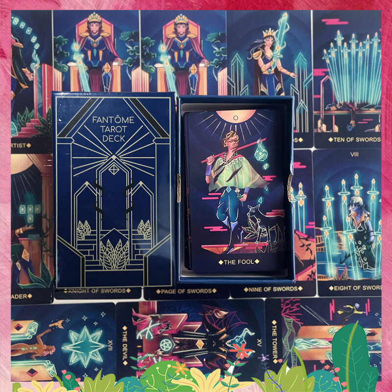 Fantome tarot with carton | kích thước lớn 12*7 cm | trò chơi bói toán | thẻ bói toán | có sách hướng dẫn bằng giấy phiên bản tiếng anh | kích thước gốc | bài tarot