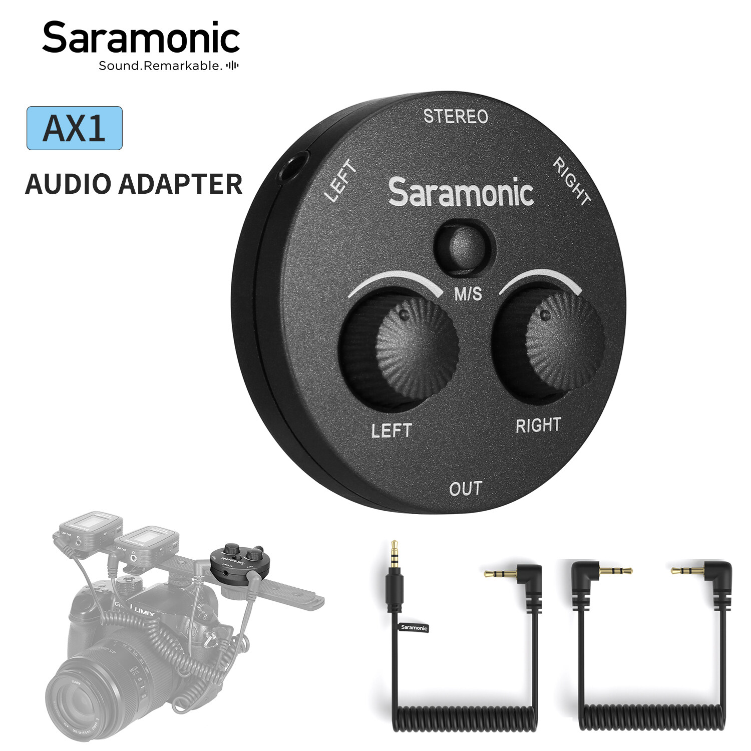 Saramonic SR-AX1 Bộ Trộn Âm Thanh & Micrô Thu Nhỏ 2 Kênh 3.5Mm, Với Cáp Đầu Ra TRS & TRRS Dành Cho Máy Ảnh, Điện Thoại Thông Minh, Máy Tính Và Hơn Thế Nữa