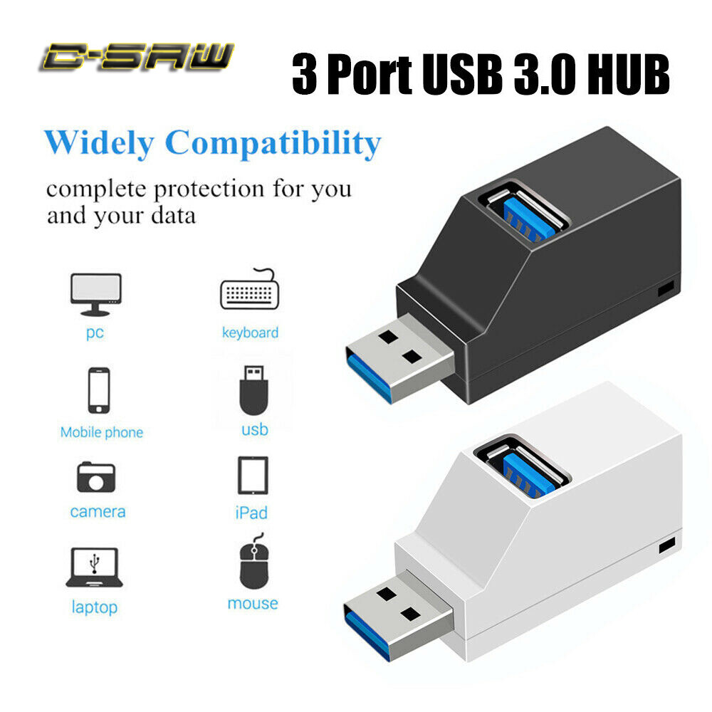 C-SAW 3 Cổng USB Hub Hub Mini USB 2.0 3.0 Tốc Độ Cao Splitter Hộp Đầu Đọc Thẻ Đĩa U Cho Máy Tính Xách Tay PC Trung Tâm Điện Thoại Di Động Cho iPhone Xiaomi