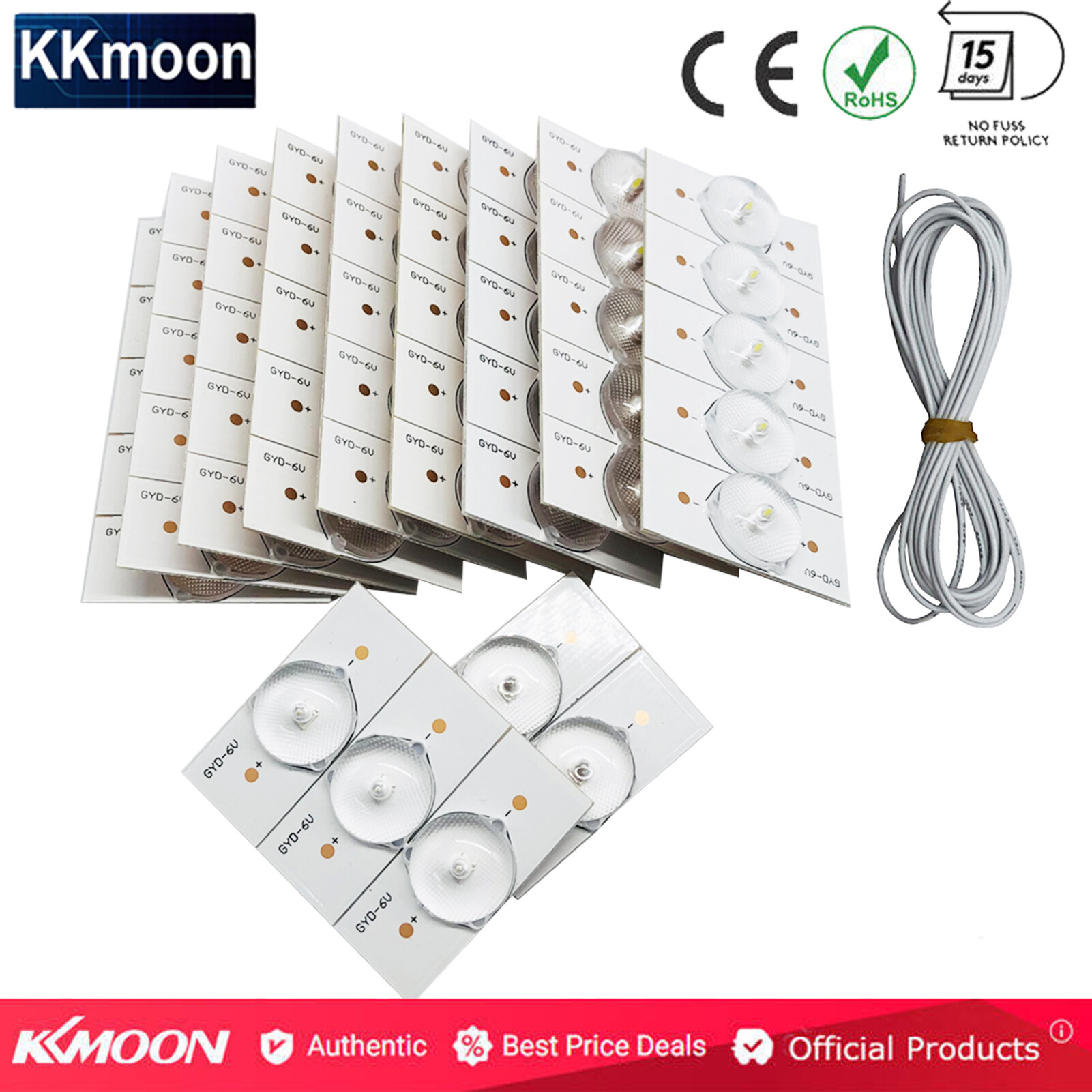 KKmoon 50 Hạt Đèn SMD 6V Với Ống Kính Quang Học, Sửa TV LED 32-65 Linh Kiện Dây Đèn Led 2M Phụ Kiện