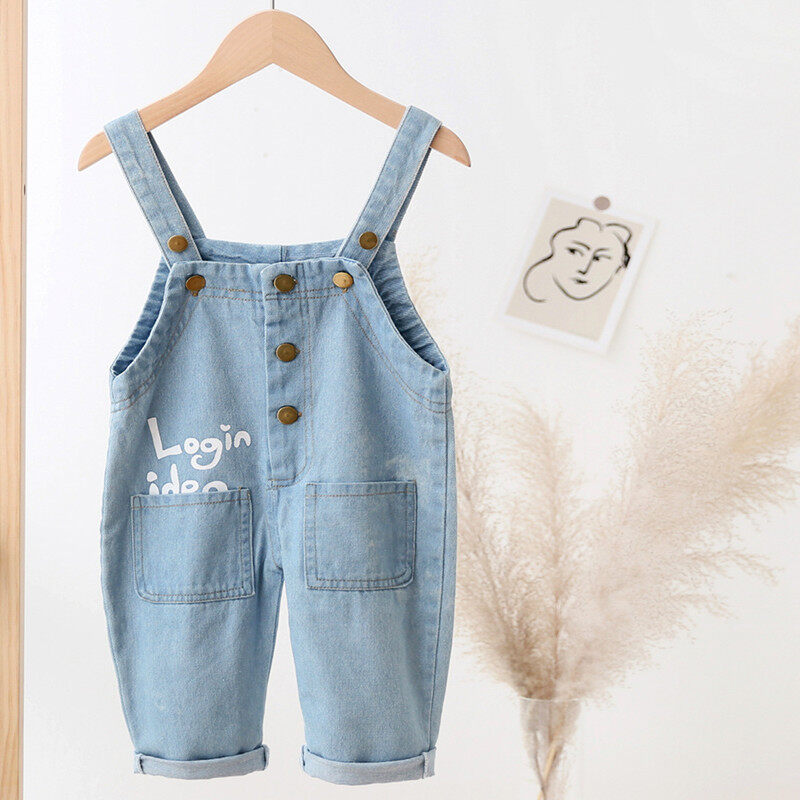 DIIMUU Quần Yếm Bé Trai Bé Gái Sơ Sinh Quần Yếm Denim Quần Áo Trẻ Em Quần Áo Trẻ Em Áo Liền Quần Ngắn