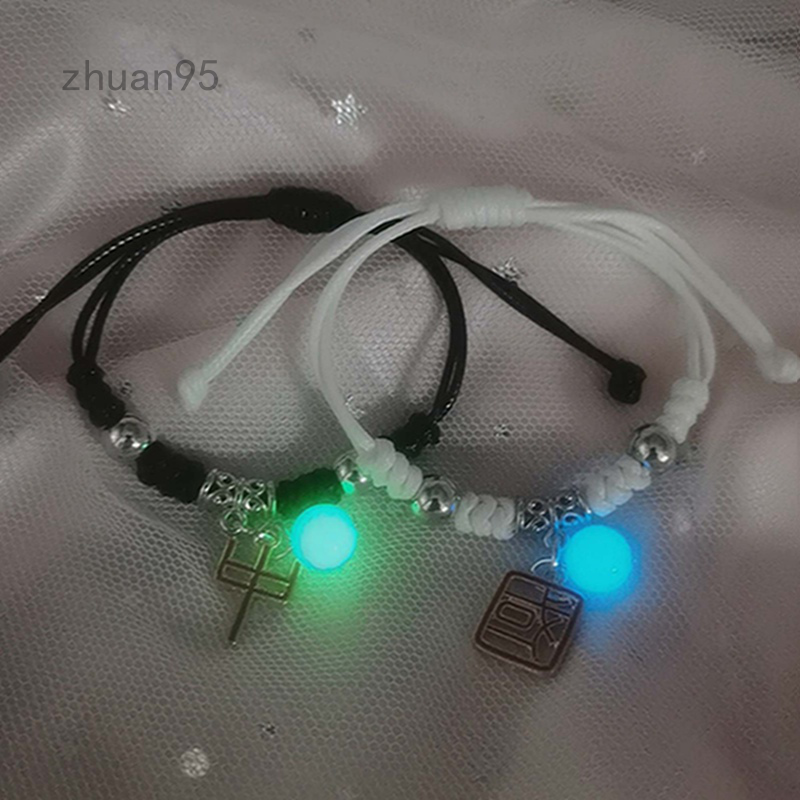 1 Cặp Vòng Tay Đôi Mặt Dây Chuyền Dạ Quang Cho Nam Nữ, Vòng Đeo Tay Phát Sáng Trong Bóng Tối