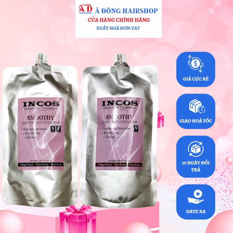 Bộ thuốc uốn tóc Hàn Quốc Incos Smoothy Nano Keratin 500ml*2