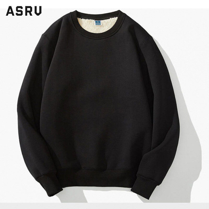 ASRV áo khoác mùa đông áo sweater áo len mùa đông Áo Nỉ Nam Áo Len Cổ Tròn Lông Cừu Dày